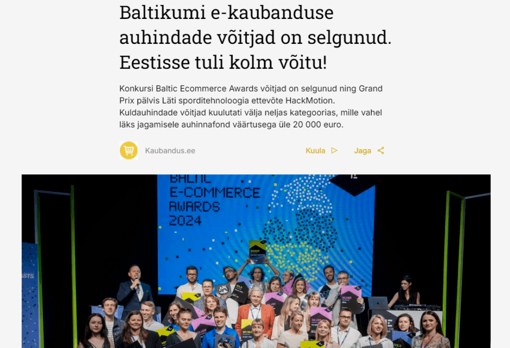 browmaniac aripaev e kaubanduse auhinnad baltic ecommerce star